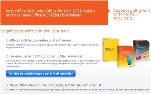 Office 2013-Angebot von Microsoft
